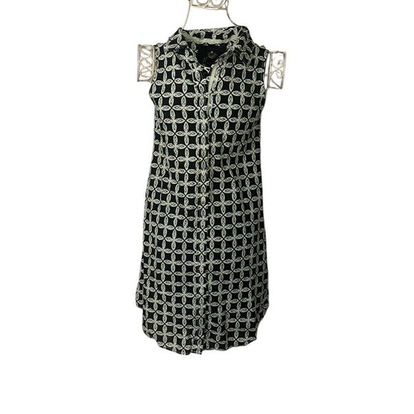 Beautiful  Cino Women's Dress green and blue geometric design Button Sleeveless - Picture 1 of 8
